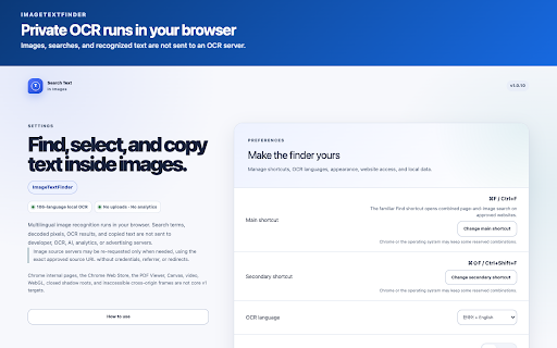 Search Text in Images – OCR Find & Copy | ImageTextFinder :: Search, select, and copy text in webpage images with Ctrl+F. Find page text and multilingual OCR results together, locally.