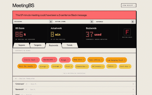 MeetingBS Recorder :: Record your meeting and instantly expose the BS. Sends to MeetingBS for analysis.