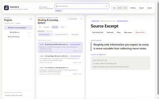 Loamery – Save AI Insights :: Distill AI answers into reusable insights and keep what matters.