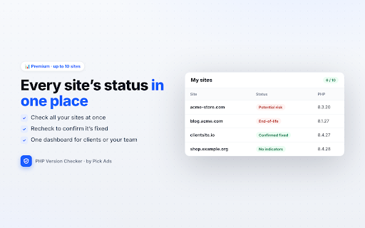 PHP Version Checker – PHP2Shell & Vulnerability Check :: Check PHP versions for PHP2Shell risk. Find patched releases and hosting fixes. Passive checks only, no exploit traffic.