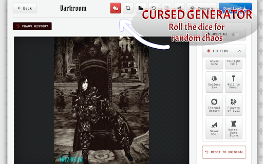 RawVamp: Dark Aesthetic Photo Editor, Y2K Glitch & Grunge Filter :: Edit photos in browser to apply 100+ dark aesthetic filters and add Y2K glitch & grunge effects by capturing tabs or right-clicking.