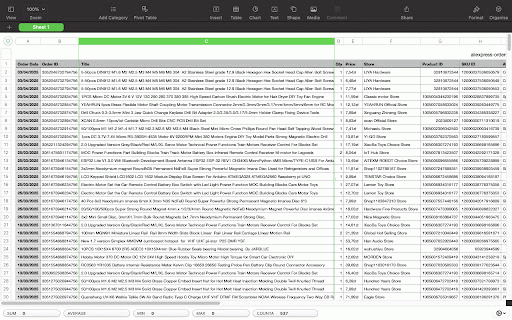 Aliexpress Shopper Inventory :: Easily collect and export your AliExpress orders to local .csv, .json, or .html files, or to Google Sheets via the clipboard.