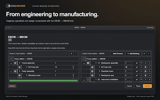 CoolOrange Fusion Manage Chrome Extensions :: Fusion Manage Enhancements, incl. item details tools, grid editing, better search abilities, and some admin features.