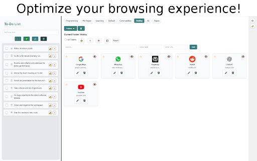 New Tab Page - HomeScreen (Custom Home Page) :: New tab page to enhance your web browsing with a clean, customizable UI. Complete with a built-in to-do list and folder organization