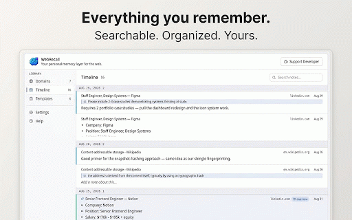 WebRecall :: Your personal memory layer for the web.