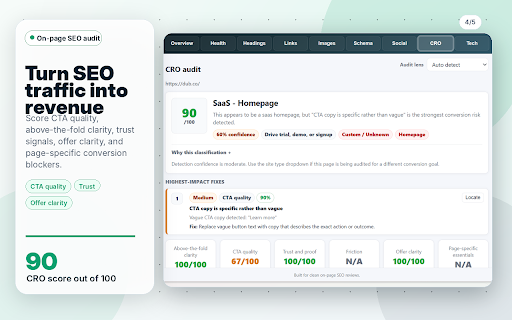 Technical SEO & CRO Audit: Site Health, Schema, Links, Images, Social, Tech :: Run technical SEO and CRO audits with site health, schema, link, image, social preview, and tech stack checks.
