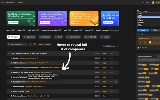 The LeetCode Study Club :: Real-time study rooms for LeetCode problems + company tags. Chat with others solving the same problem!