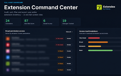 Extendex - Permission & Access Checker :: Review installed Chrome extensions, understand declared permissions, and spot broad browser access.