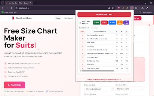 Size Chart Maker :: Generate professional size charts from garment images using AI. No login required.