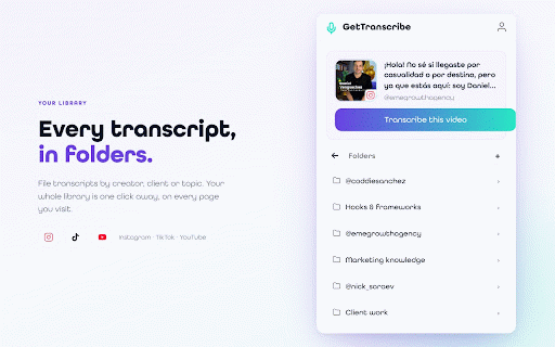 GetTranscribe :: Transcribe videos from YouTube, Instagram, and TikTok with one click