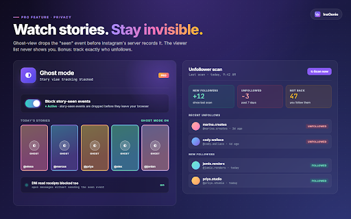 InsGenie: Post, Save, Schedule for Instagram :: Post, schedule, and bulk download from Instagram, plus ghost view stories, DM templates, hashtag tools, unfollower tracker.