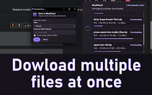 MeshVault Connect :: Send supported model downloads from the browser into your local MeshVault library.