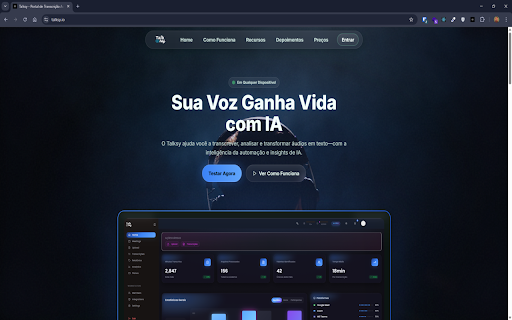Talksy - O fim do 'depois te envio' :: Convide automaticamente o Talksy AI para suas reuniões do Google Meet e grave conversas com transcrição inteligente.