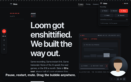 Slate :: Record your screen and share a link. Screen recording for people who ship.