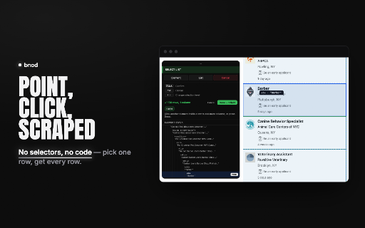 Bnod — Browser Workflow Automation :: Record, build, schedule, and run browser automations with a visual editor and optional AI.