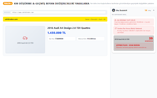 Sarı Site Dedektifi :: Araç ilanlarında durum puanı, boya/hasar analizi, fiyat geçmişi ve benzerlerine göre ucuz/pahalı karşılaştırması. Siteye dokunmaz.