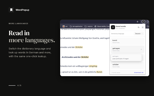 WordPopup: Instant Dictionary, Meaning & Pronunciation Popup :: Select any word to see its meaning, pronunciation and examples. Save words to build your vocabulary. English & German.