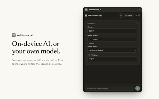 WebSummary AI :: A calm AI summary and reader mode in Chrome's side panel.