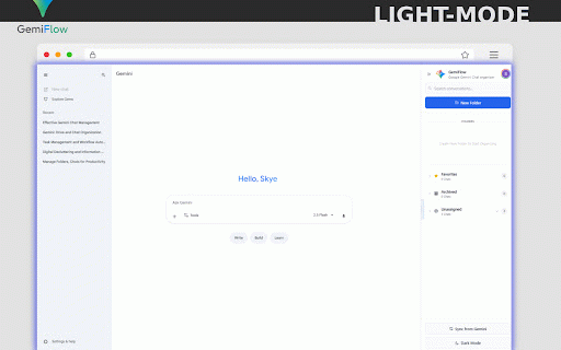 Gemini Chat & Folders Organizer - GemiFlow :: Organize Google Gemini chats with folders, prompt libraries, custom instructions, and a unified sidebar interface.