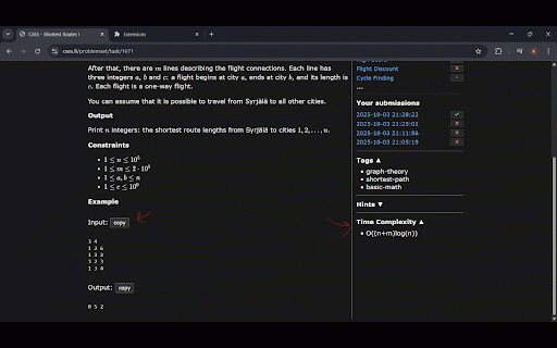 CSES EXTENSION :: Enhance your CSES experience with notes, tags, stats, and automation tools.