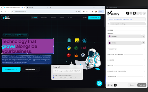 Njectify - Customize any website with CSS and JavaScript :: Customize any website in real time by injecting CSS & JavaScript