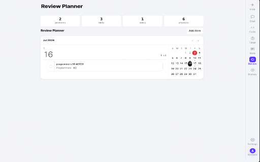 CodeCoach – AI LeetCode Interview Coach :: AI coding interview coach for LeetCode and Programmers with progressive hints, debugging, code review, and weakness tracking.