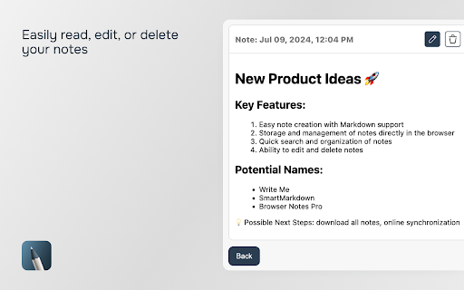 Quick Notes :: Quick Notes: write and save ideas in one click. Simple Markdown editor with local data storage.