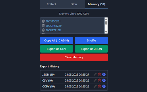 AslGrab :: Chrome extension for e-commerce professionals. Collect ASINs, filter products and store the products you find.