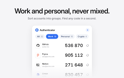 2FA Authenticator :: Fast, offline 2FA codes in your browser — TOTP two-factor authentication. Quick import from Google Authenticator.