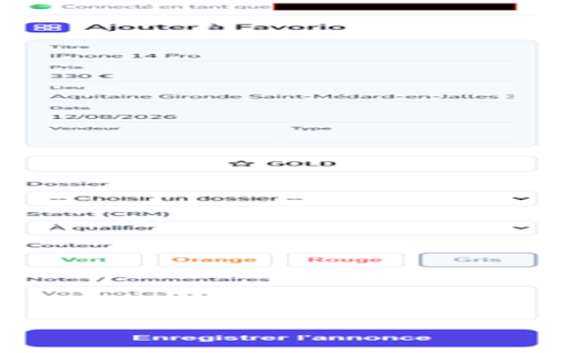 Favorio - Gestionnaire d'annonces Leboncoin :: Sauvegardez, organisez et suivez vos annonces Leboncoin favorites en un clic dans votre propre espace CRM dédié.