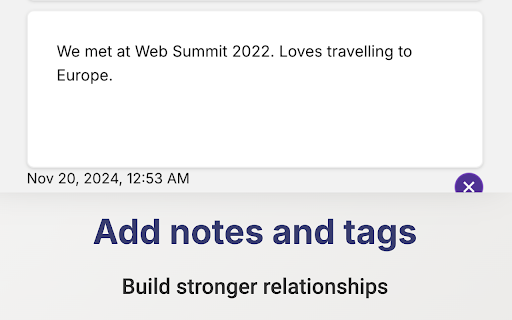 Personal CRM for WhatsApp, Gmail, and LinkedIn Networking • Rumo :: Sync Facebook and Instagram contacts. Set reminders, and add notes or tags. Build strong personal and professional relationships
