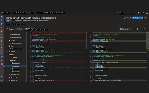 VS Dark Theme for Azure DevOps :: Restyles code in Azure DevOps to match the Visual Studio dark theme, using the same syntax colors and editor font.