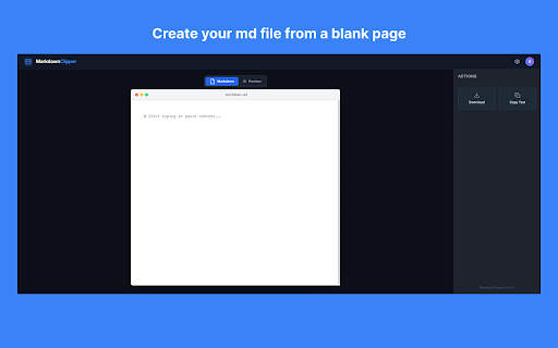 Markdown Clipper :: Convert selected text to Markdown. Edit, preview, and export your md files easily.