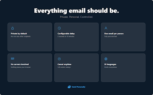 Send Personally for Gmail :: Send emails one-by-one to each recipient with privacy and smart pacing. No one sees the other recipients. By Criativatek.com