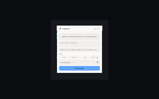nudgeTab - Cross-Tab Reminders for Chrome :: Set reminders on any webpage in one click.