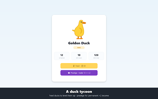 Duck Buddy :: A tiny duck randomly waddles out of your tab edges, quacks, and bolts. Catch it to grow your flock!