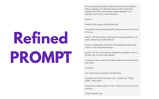 PromptRefine: One-Click Prompt Engineer :: Stop getting generic AI answers from ChatGPT, Gemini & Claude. Instantly optimizes your instructions for better and faster results.