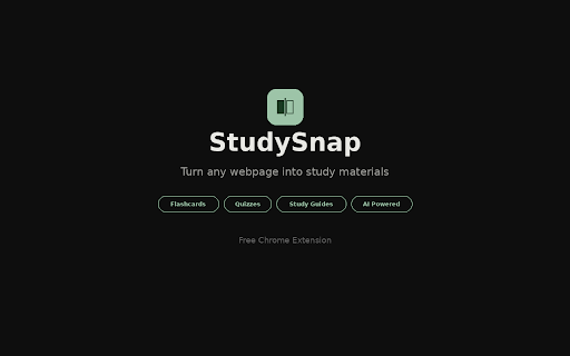 StudySnap — AI Study Guide Generator :: Scan any webpage and instantly generate flashcards, quizzes, and study guides using AI.