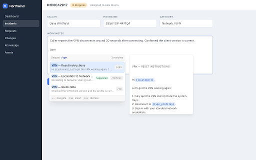 Snippet Manager :: Fast snippets, slash triggers, interactive forms and clipboard history — built for IT support. Local-first, no account required.