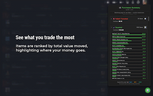 CSFloat Trade Summarizer :: A local utility that visually aggregates and summarizes your pending and completed trades directly on the CSFloat page.