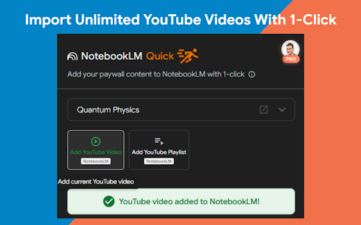 NotebookLM Quick :: Import content behind login to NotebookLM. Course materials, PDFs, articles - 1-Click.