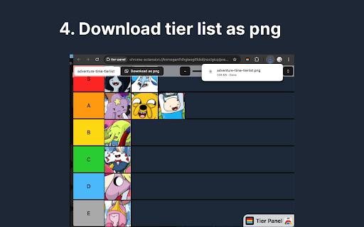 TierPanel: Create tier lists quickly from the sidepanel. :: Tier list maker using the sidepanel. Easily add images from the current page to the tier list.
