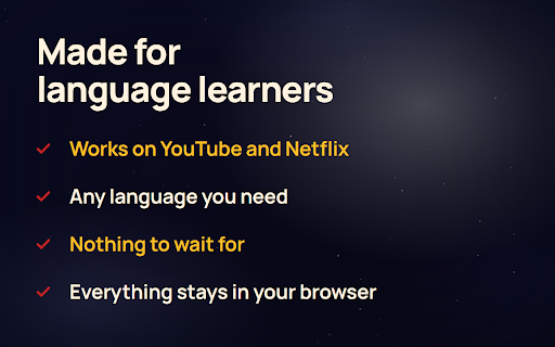 Dual Subtitles :: Try Dual Subtitles chrome extension for two paired lines of YouTube and Netflix subtitles, a real help while language learning.