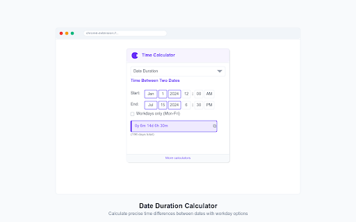 Time Calculator :: Comprehensive time calculations - add, subtract, compare times and dates, work hours, and more