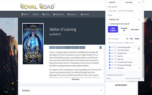 Web Chapter Downloader :: Download web novel chapters as .txt, .md, .html, or .epub. Auto-detects sites, editable chapter lists, rich EPUB metadata.
