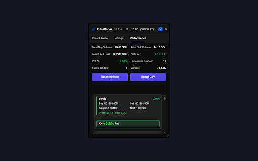 PulsePaper :: PulsePaper: Modern simulator for trading memecoins on Solana without risk. Practice your strategies before trading with real funds.