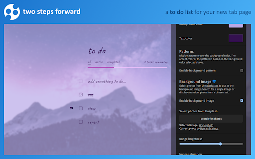 Two Steps Forward: A New Tab To Do List :: To Do list for your new tab page. Step forward and make progress on your day by managing your tasks on every new tab.