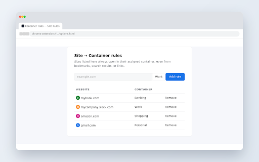 Container Tabs :: Separate logins into color-coded containers, like Firefox Multi-Account Containers, built for Chrome.