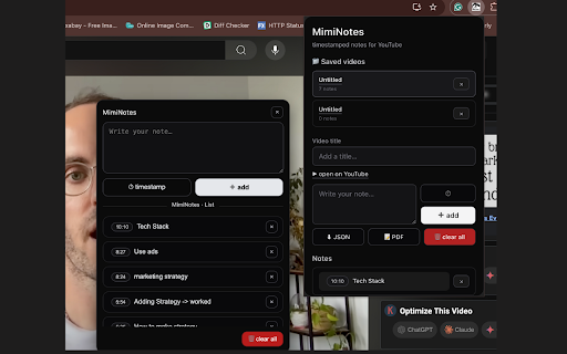 MimiNotes :: Take smart timestamped notes while watching YouTube.