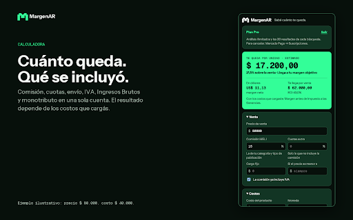 MargenAR — Rentabilidad para vendedores :: Por qué tu publicación de MercadoLibre no aparece y qué arreglar primero, con IA y tu margen neto. No afiliado a MercadoLibre.